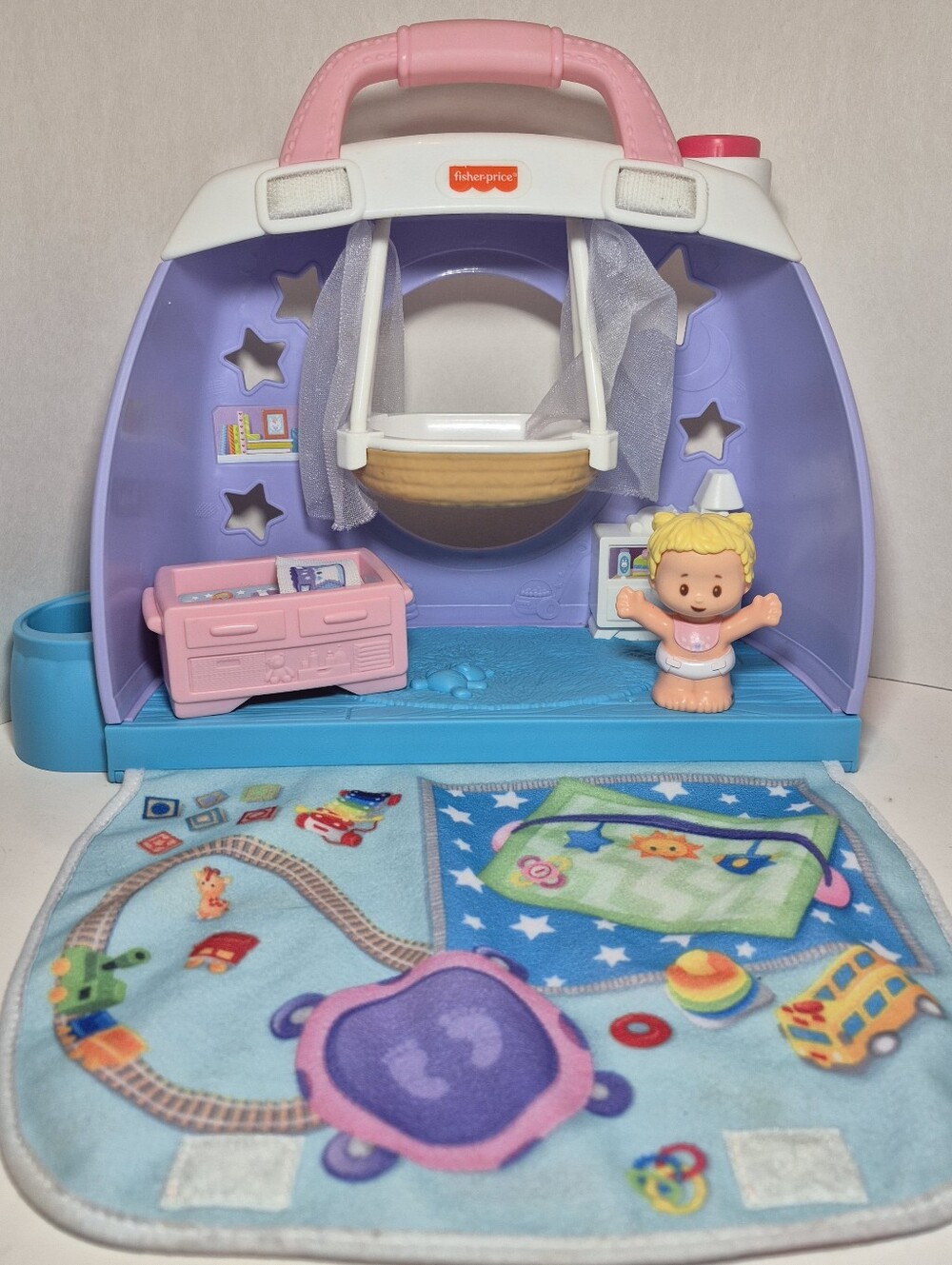 Fisher Price Little People Cuddle & Play Baby Nursery Carry Playset Change Table